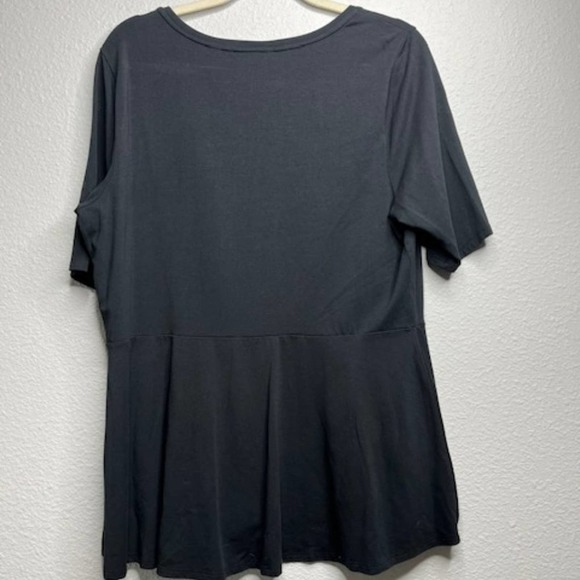 Elbow Bow Sleeve Peplum Flounce Knit Top Black Isaac Mizrahi Sz Large - Picture 4 of 5